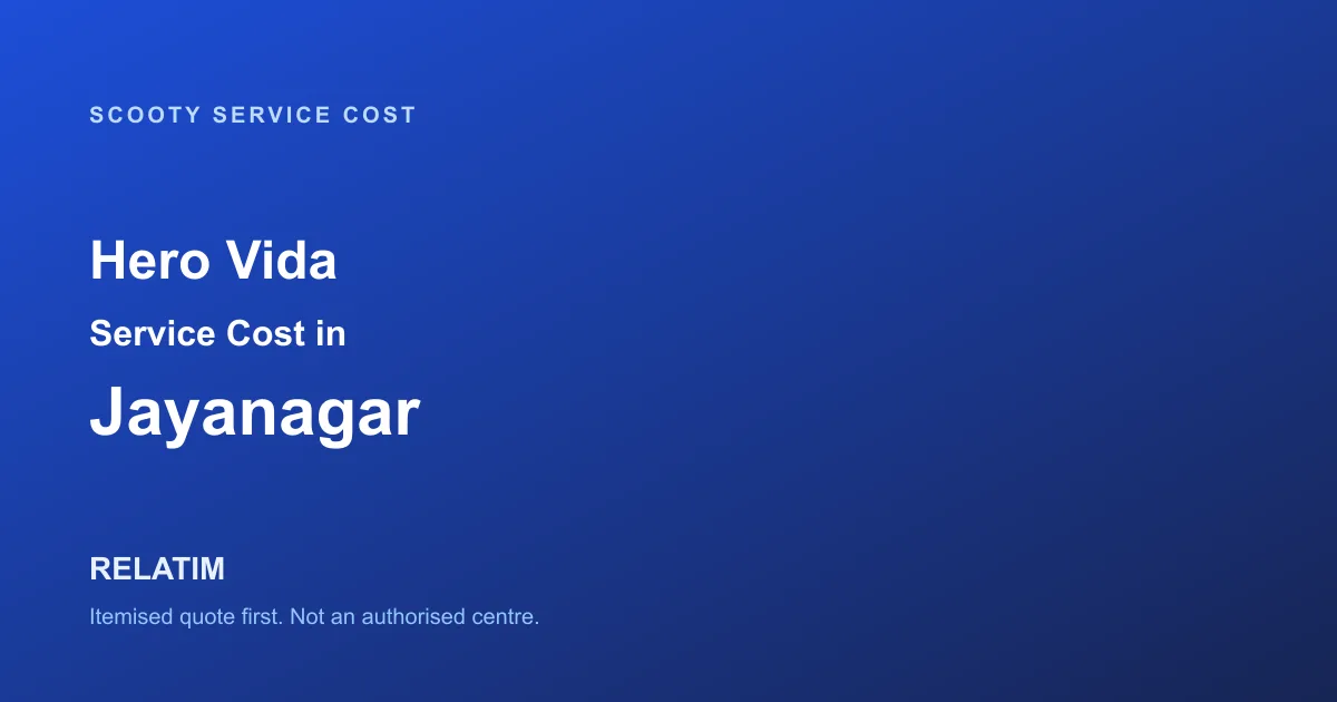 Hero Vida Service Cost in Jayanagar, Bangalore
